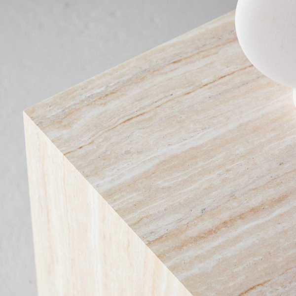 Table d'appoint en MDF effet travertine York 40 x 40 x 45 cm - 7