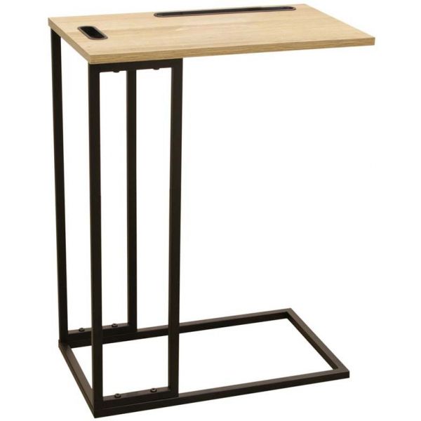 Table d'appoint en bois et métal avec support tablette