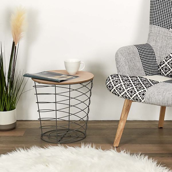 Table d'appoint filaire en bois et métal Cyclone - THE HOME DECO FACTORY