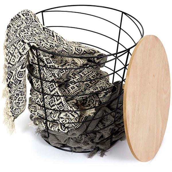 Table d'appoint filaire en bois et métal Cyclone - 19,90