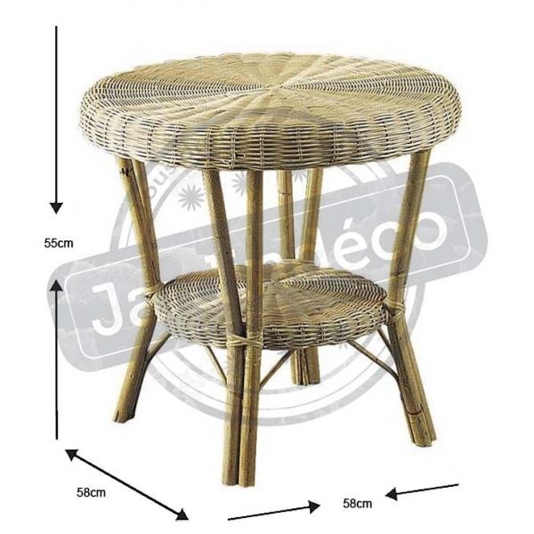 Table d'appoint en manau et moelle de rotin naturelle - AUBRY GASPARD