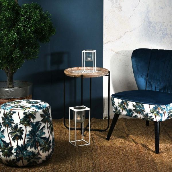 Table d'appoint en métal bois et rotin Origine - AUBRY GASPARD