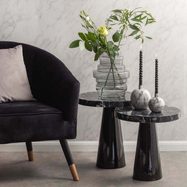 Table d'appoint en métal imitation marbre noir Marble - LEITMOTIV