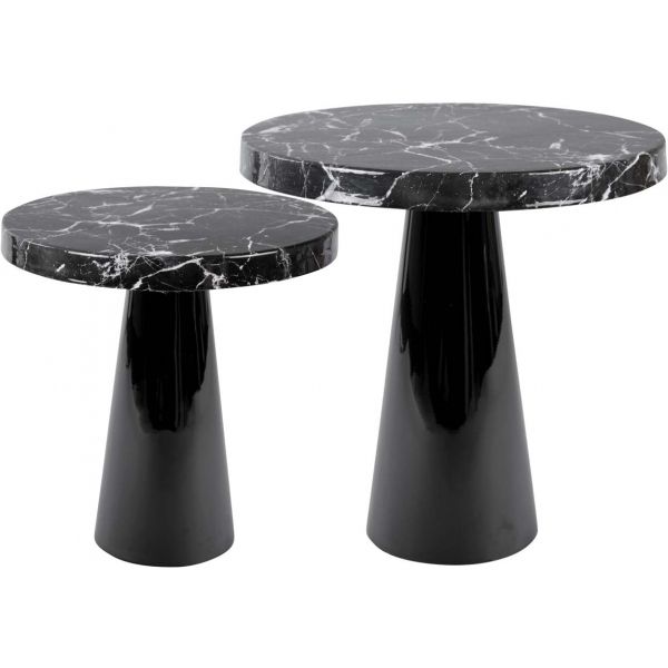 Table d'appoint en métal imitation marbre noir Marble - PRE-1289
