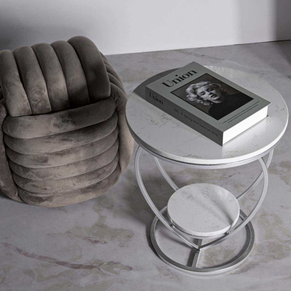 Table d'appoint en métal et marbre Heart 40 x 45.5 cm - MAURO FERRETTI
