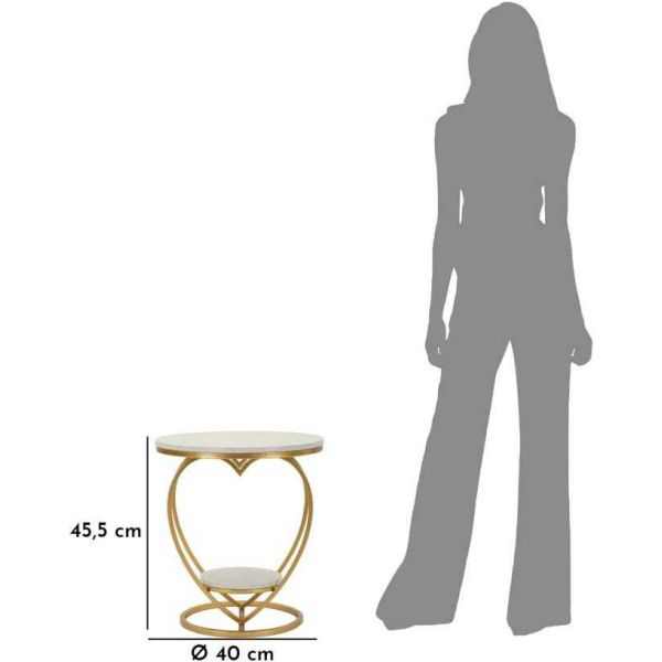 Table d'appoint en métal et marbre Heart 40 x 45.5 cm - MAU-0647