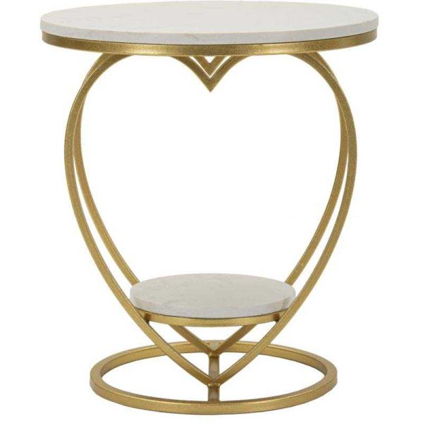 Table d'appoint en métal et marbre Heart 40 x 45.5 cm
