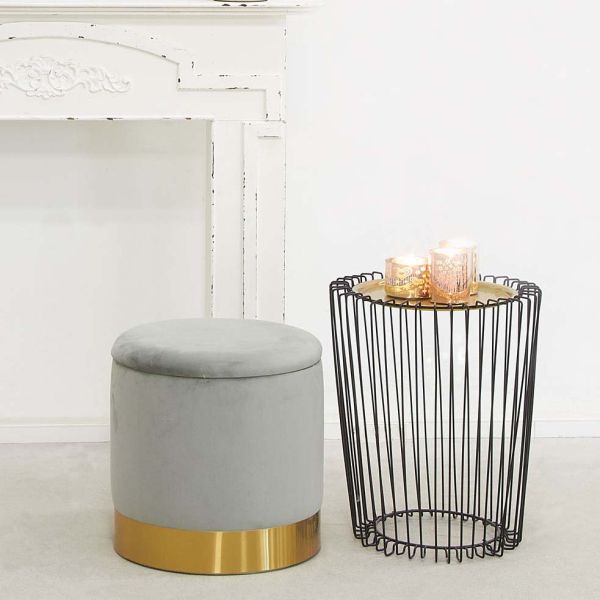 Table d'appoint en métal noir plateau finition dorée - AUBRY GASPARD