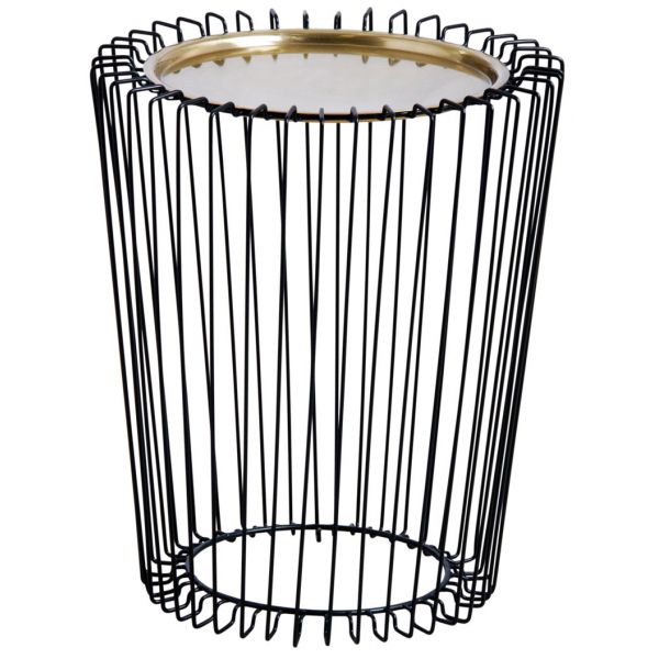 Table d'appoint en métal noir plateau finition dorée