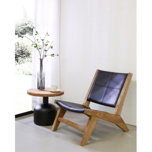 Table d'appoint en pin et pied en métal  - 5