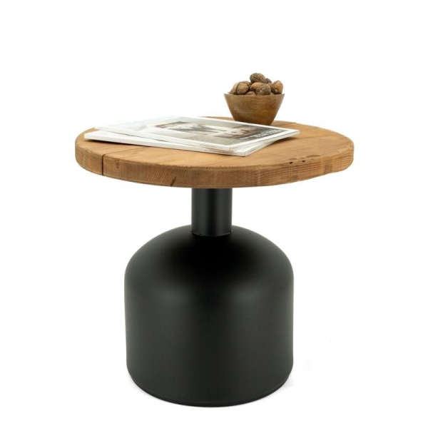 Table d'appoint en pin et pied en métal  - 7
