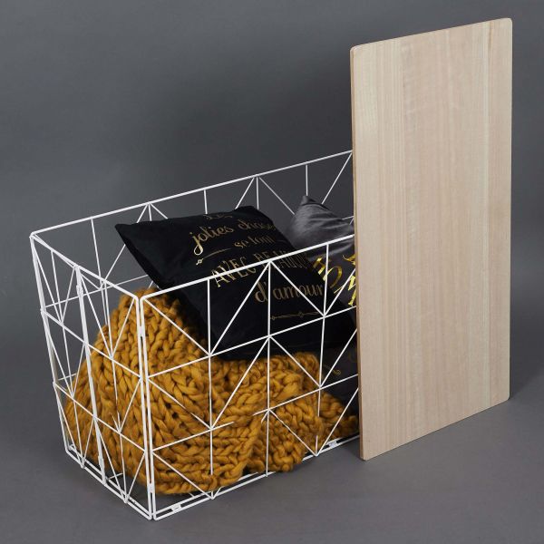 Table d'appoint pliable filaire plateau en bois - THE HOME DECO FACTORY