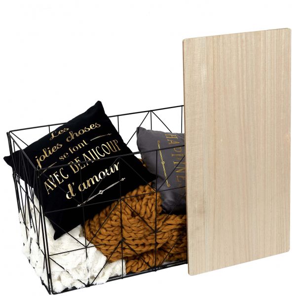 Table d'appoint pliable filaire plateau en bois - THE HOME DECO FACTORY