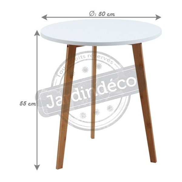 Table d'appoint ronde en bois et MDF laqué blanc - AUBRY GASPARD