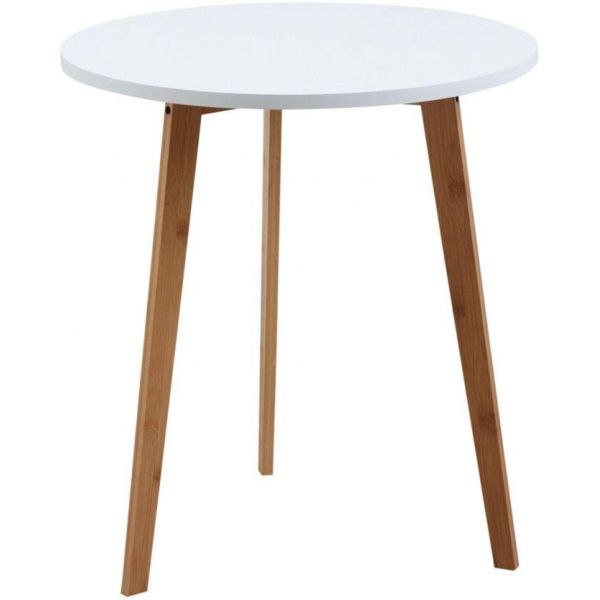 Table d'appoint ronde en bois et MDF laqué blanc