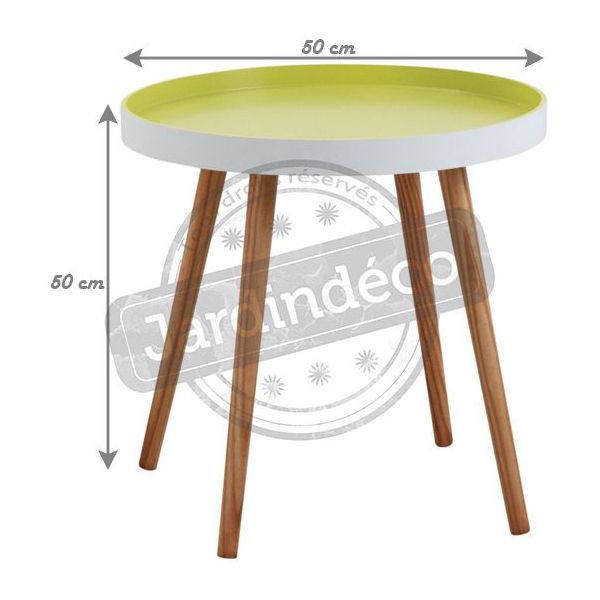 Table d'appoint ronde en bois et MDF laqué vert anis - AUBRY GASPARD