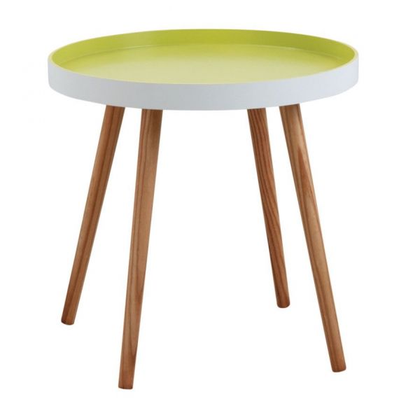 Table d'appoint ronde en bois et MDF laqué vert anis