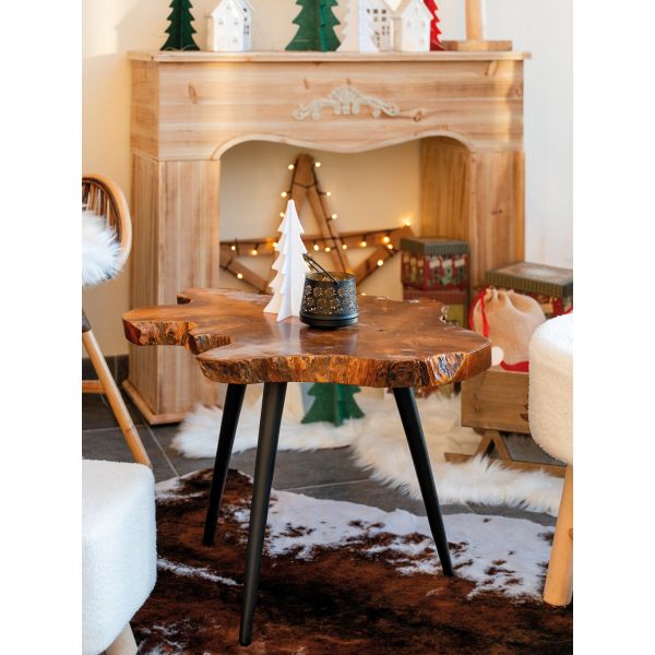 Table d'appoint en teck naturel et métal - AUBRY GASPARD