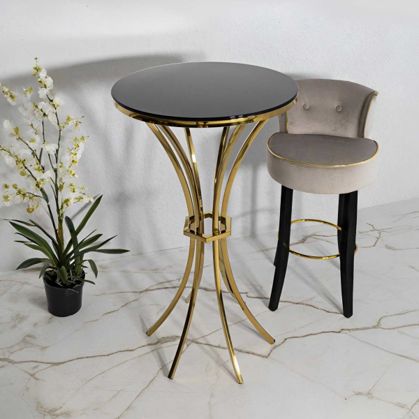 Table de bar en métal et verre Shanty 60 x 108 cm - MAURO FERRETTI