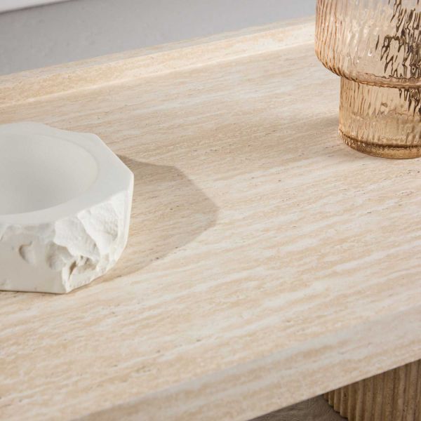 Table basse en MDF effet travertine Krille - 5