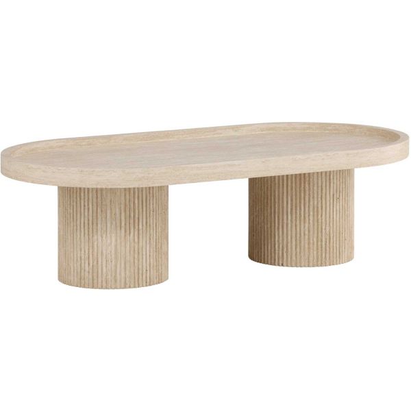 Table basse en MDF effet travertine Krille - 6