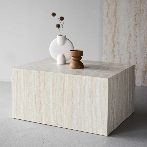 Table basse en MDF effet travertine York 40 x 60 x 80 cm - VENTURE HOME