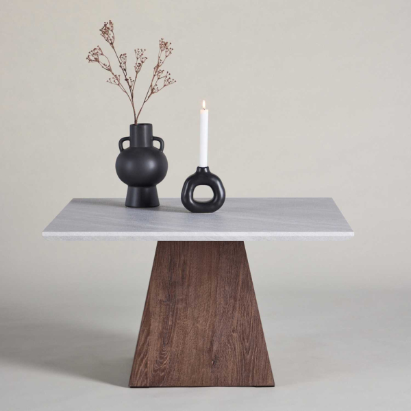 Table basse en MDF plateau effet pierre Cael 80 x 80 x 45 cm - VENTURE HOME