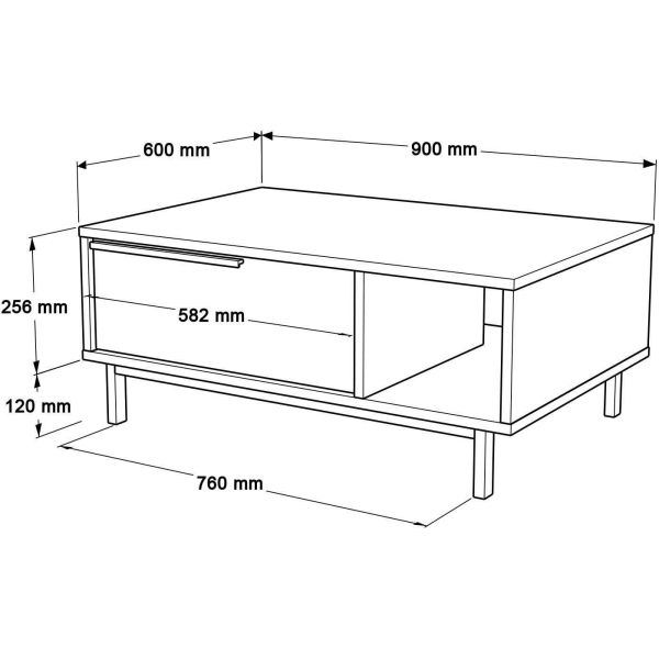 Table basse en aggloméré et effet cannage Only - ASI-0810