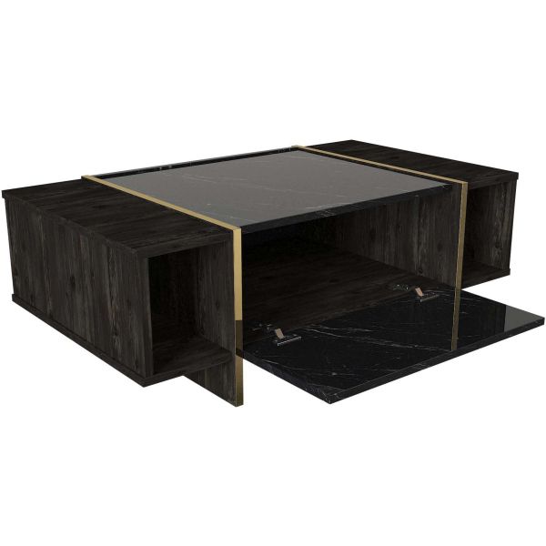 Table basse en aggloméré imitation marbre noir Veyron - 139