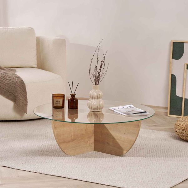 Table basse en aggloméré et verre trempé Liya - 7