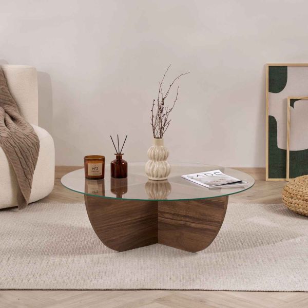 Table basse en aggloméré et verre trempé Liya - 8