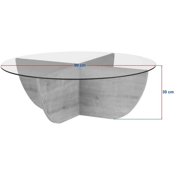 Table basse en aggloméré et verre trempé Liya - ASI-2732