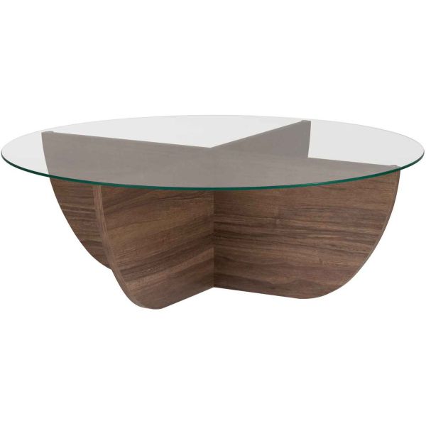 Table basse en aggloméré et verre trempé Liya