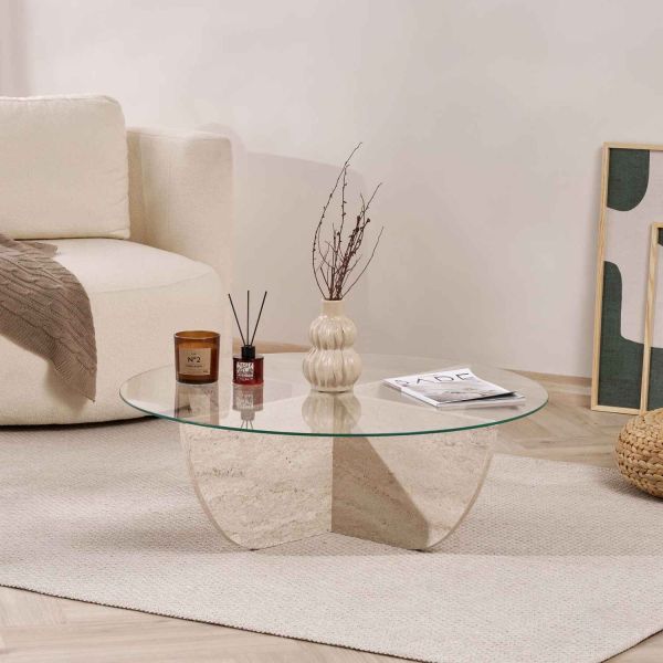 Table basse en aggloméré et verre trempé Liya - 7