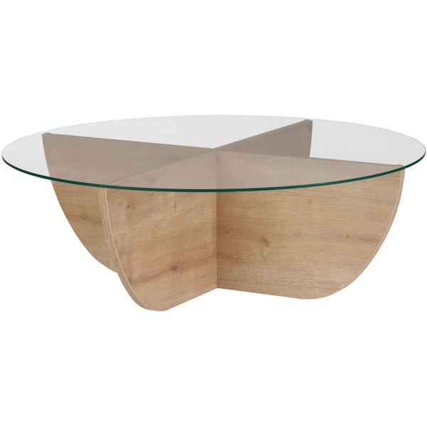Table basse en aggloméré et verre trempé Liya