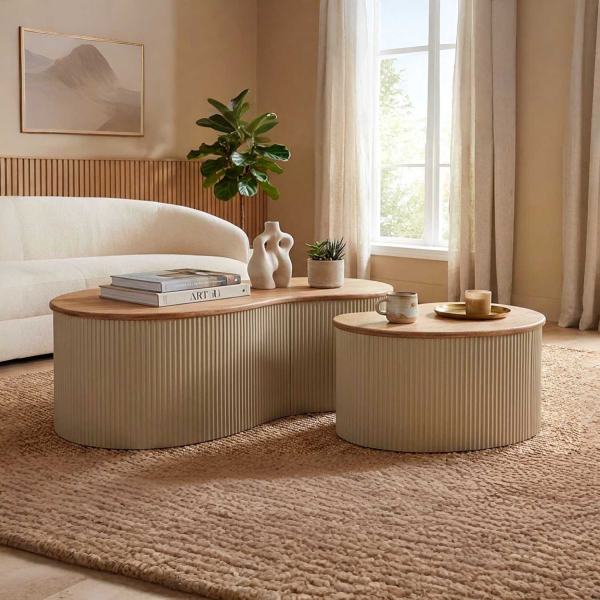 Table basse en bois d'hévéa Frankfurt (Set de 2) - MAURO FERRETTI