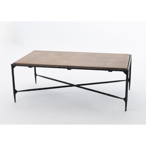 Table basse en bois d'orme et métal Aiguille - AMADEUS
