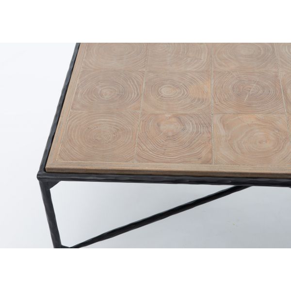 Table basse en bois d'orme et métal Aiguille - AMA-4599