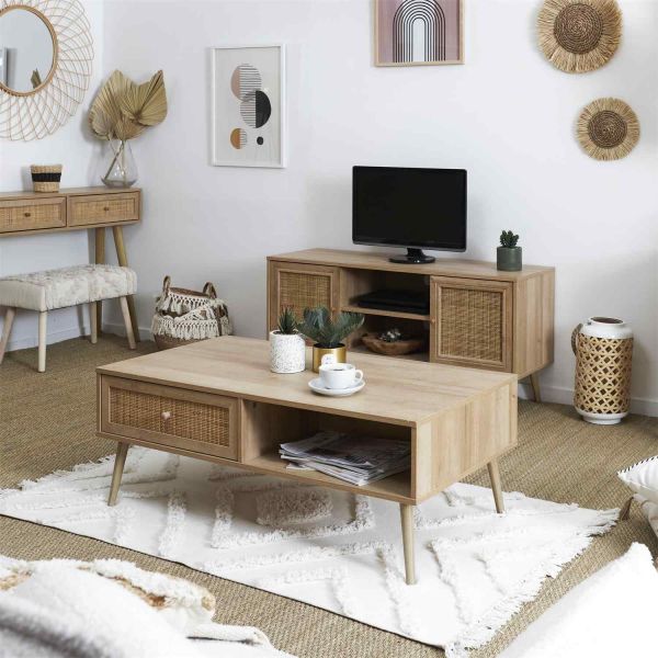 Table basse en bois 1 tiroir Bali - THE HOME DECO FACTORY