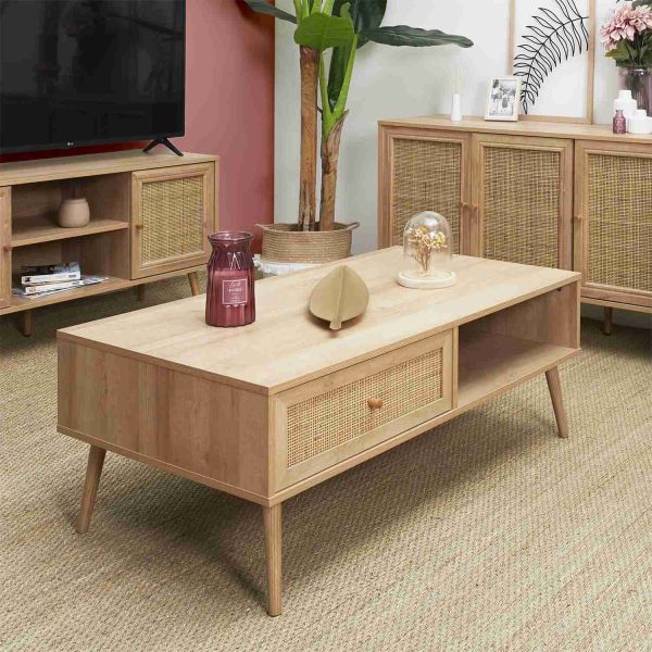 Table basse en bois 1 tiroir Bali - 7