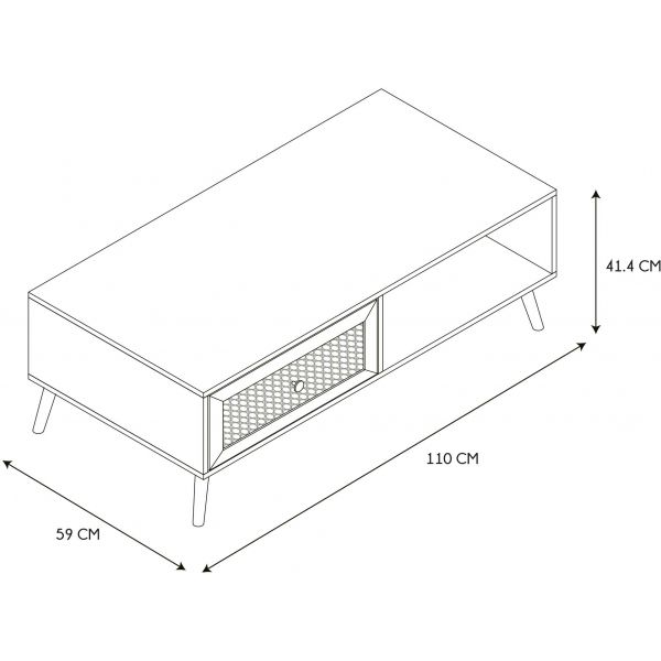 Table basse en bois 1 tiroir Bali - CMP-3626