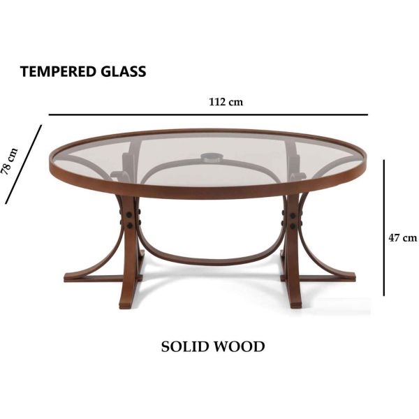 Table basse en bois et verre trempé Buket - ASI-2720