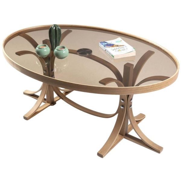 Table basse en bois et verre trempé Buket - HANAH HOME