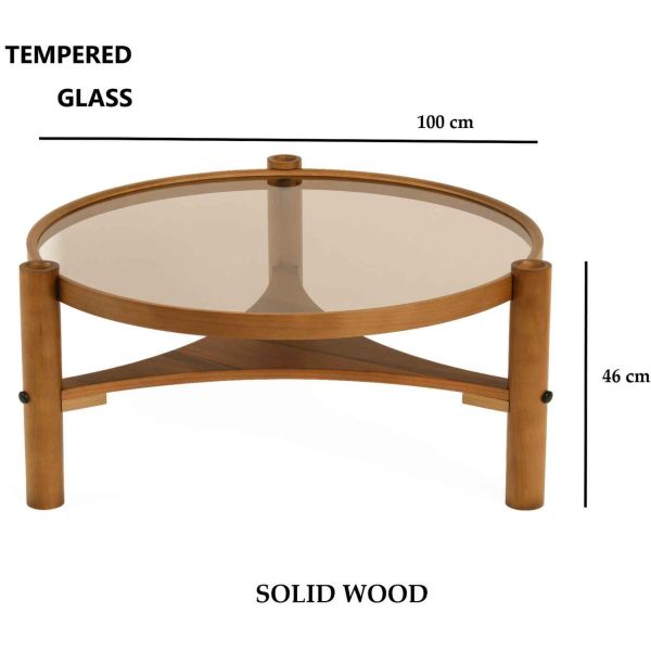 Table basse en bois et verre trempé Clover - ASI-2710