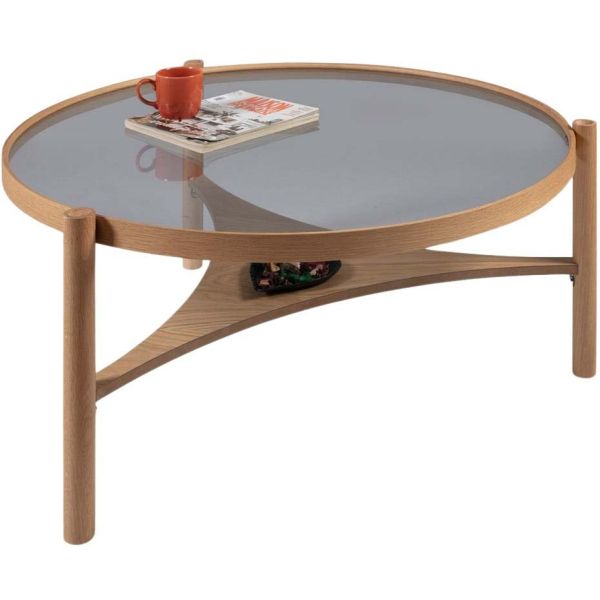 Table basse en bois et verre trempé Clover - HANAH HOME