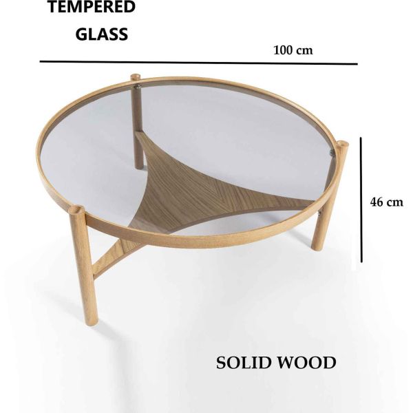 Table basse en bois et verre trempé Clover - ASI-2709
