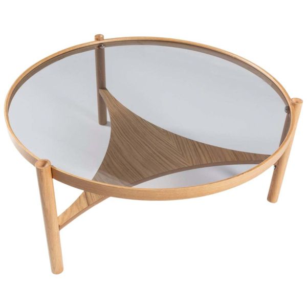 Table basse en bois et verre trempé Clover