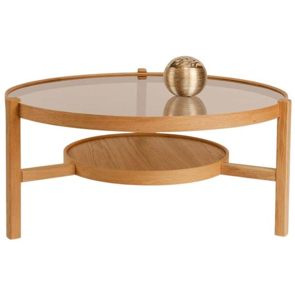 Table basse en bois et verre trempé Flora - HANAH HOME