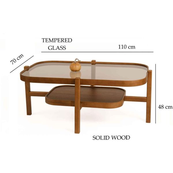 Table basse en bois et verre trempé Godiva - ASI-2718
