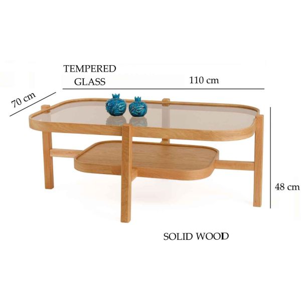 Table basse en bois et verre trempé Godiva - ASI-2717